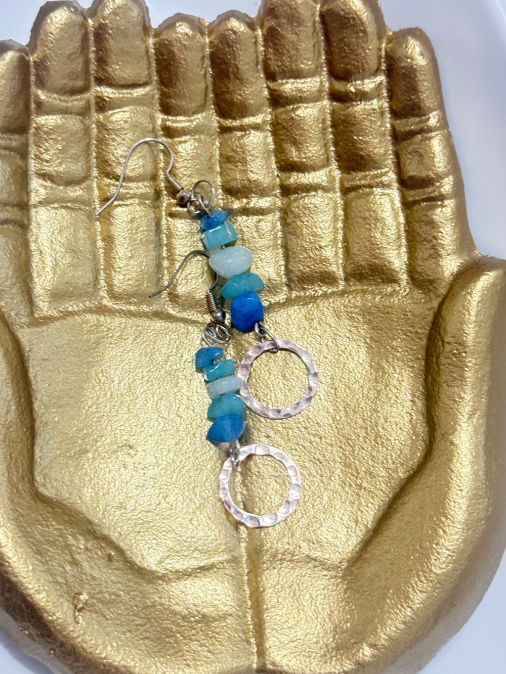 NEW, Anthropologie, Blue and Silver, Linear Dangle Earrings